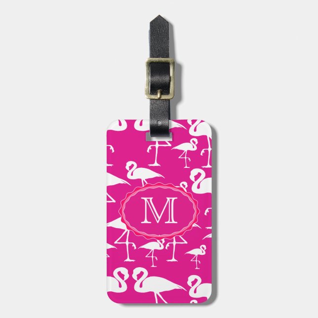 Den rosa flamingoen reser hänger lös märkremallen bagagebricka (Vertikal Framsida)