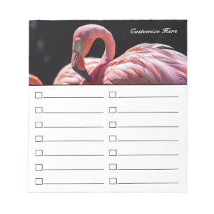Den rosa flamingoen som ska göras, listar, eller anteckningsblock