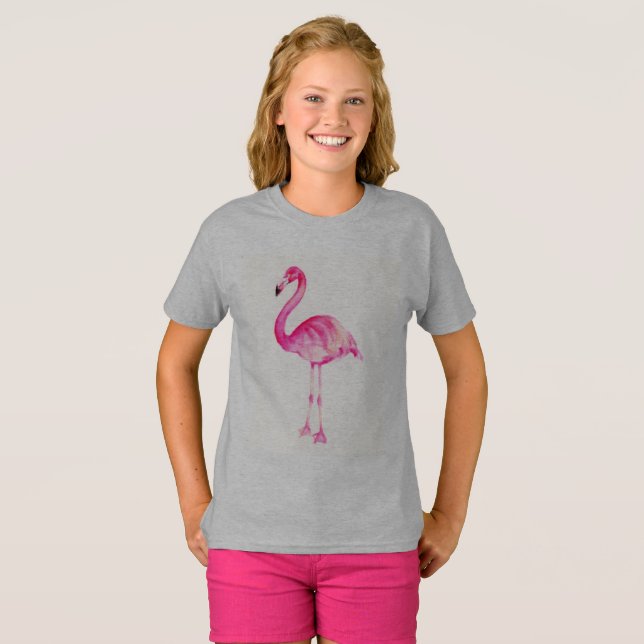 Den rosa flamingoen t-shirt (Hel framsida)