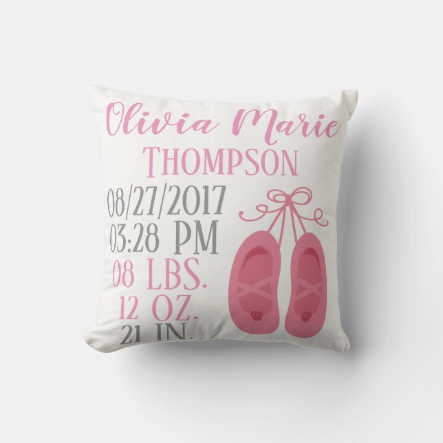 Den rosa flickaballerinaen skor kudde (Framsida)
