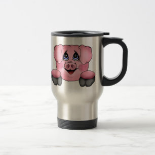 Den rosa grisen reser kaffemuggen resemugg