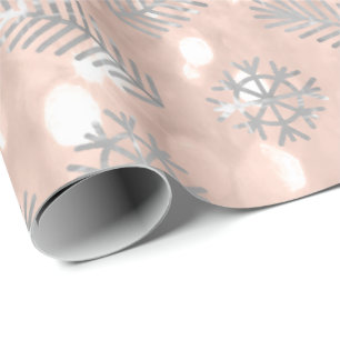 Den rosa guld- glitterjulgranen semestrar Snowflak Presentpapper