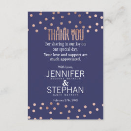 Den rosa guld- polka dots tänder marinblått tack kort