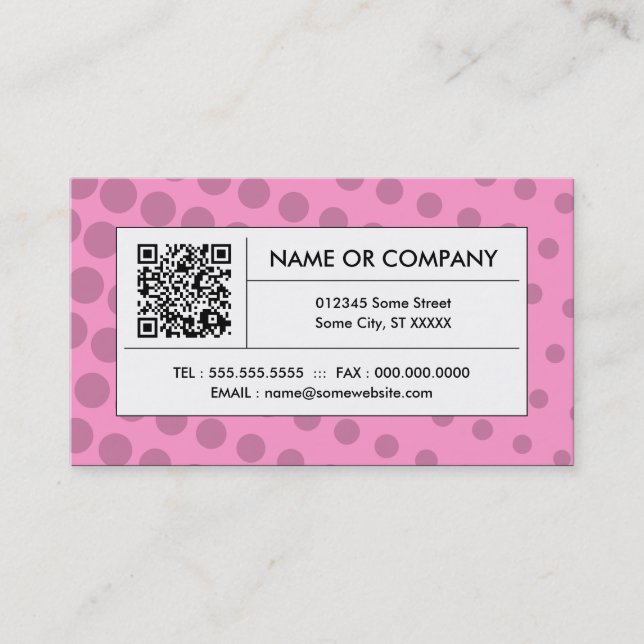 den rosa halvtonen QR kodifierar Visitkort (Framsida)