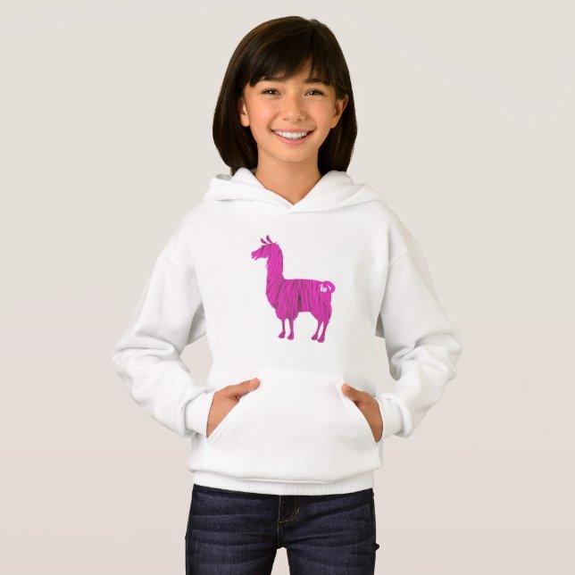 Den rosa hårigllamaen lurar hoodien tee (Hel framsida)