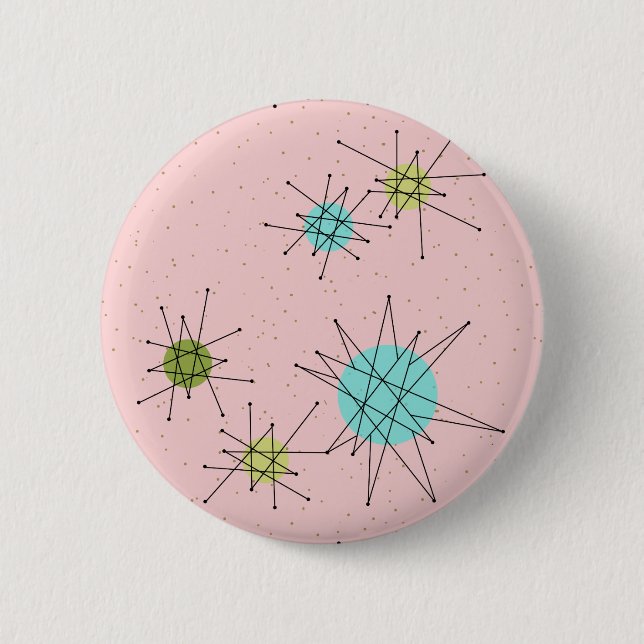 Den rosa Iconic atom- Starbursts rundan knäppas Knapp (Framsida)