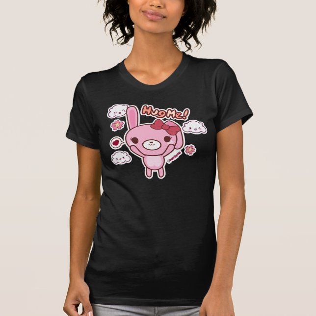 Den rosa kaninen "kramar mig ", tee shirt (Framsida)