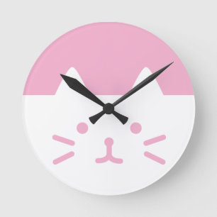 Den rosa kattväggen tar tid på rund klocka