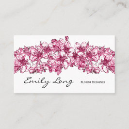 Den rosa körsbärsröda blommarordningen skissar visitkort