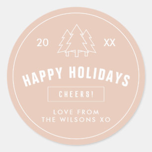 Den Rosa Logotyp Stil Modern Julgran Runt Klistermärke