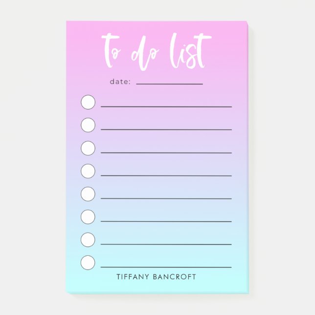 Den rosa minten pastellfärgade Ombre som ska Post-it Block (Framsida)