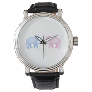 Den rosa- och blåttelefantfödelsedagen eller armbandsur
