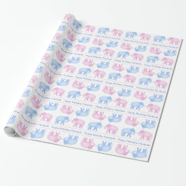 Den rosa- och blåttelefantfödelsedagen eller presentpapper