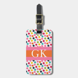 Den rosa och orange polkaen pricker bagagebricka
