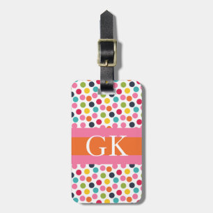 Den rosa och orange polkaen pricker bagagebricka