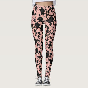 Den Rosa och svart kyrkogården ro Leggings