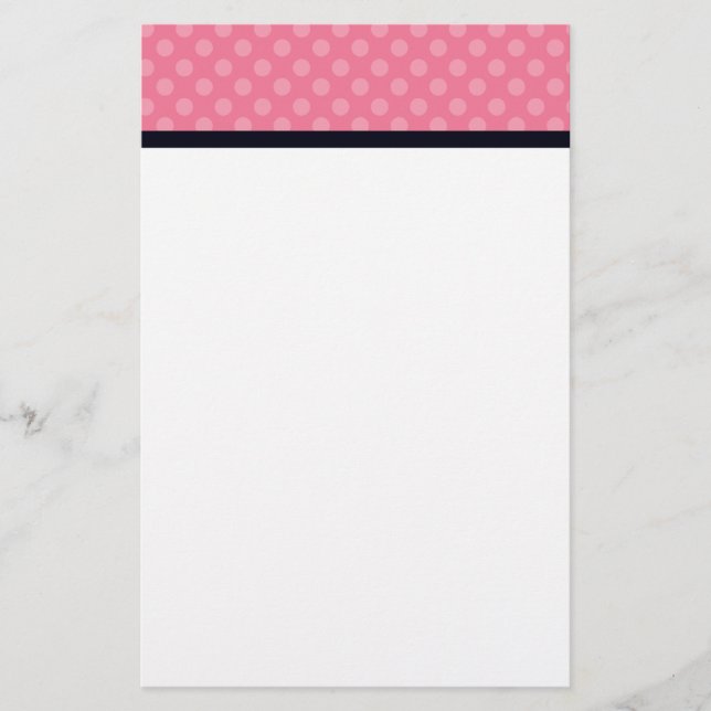 Den rosa och svart polkaen pricker beställnings- brevpapper (Framsida)