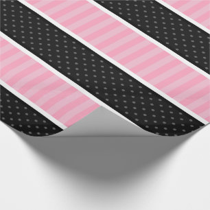 Den rosa och svart polkaen pricker randmönster presentpapper