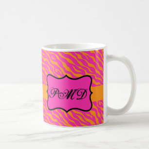 Den rosa & orange sebran flår den initiala kaffemugg