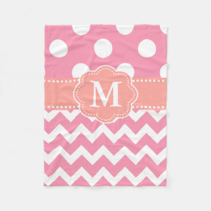 Den rosa orange sparren pricker Monogramfilten Fleecefilt