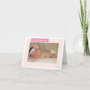 Den rosa orangen görar randig fotoet Notecard Tack Kort
