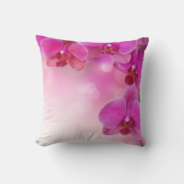 Den rosa orchiden dämpar dekorativ kudde (Framsida)