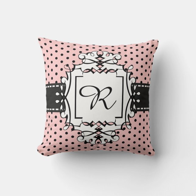 Den rosa Paris polkaen pricker fantasi som Retro Kudde (Framsida)
