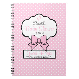 Den rosa polkaen pricker baby showergästboken anteckningsbok med spiral