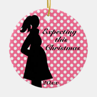 Den rosa polkaen pricker gravidprydnaden julgransprydnad keramik
