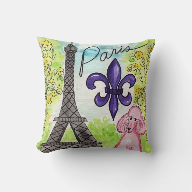 Den rosa pudeln i Paris Kudde (Framsida)