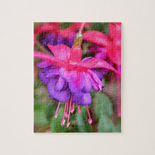 Den rosa & purpurfärgade fuchsiaen blommar i blom pussel