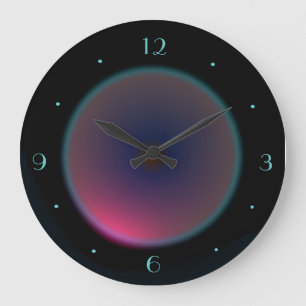 Den rosa regnbågsskimrande månen på svart > väggen stor klocka