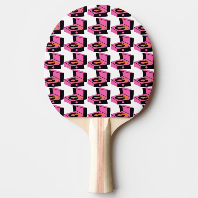 Den rosa skivspelareHoundstooth pingen Pong Pingisracket (Framsidan)