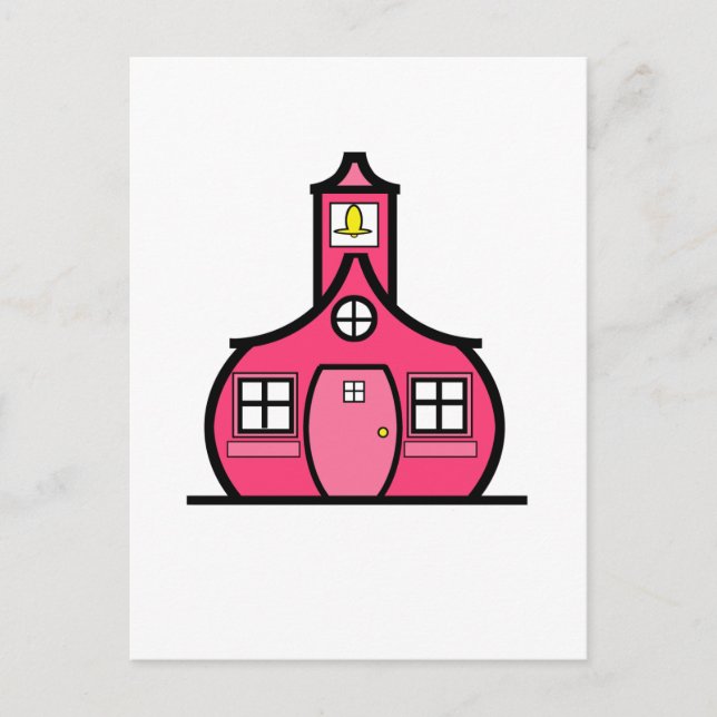 Den rosa skolbyggnaden vykort (Framsida)