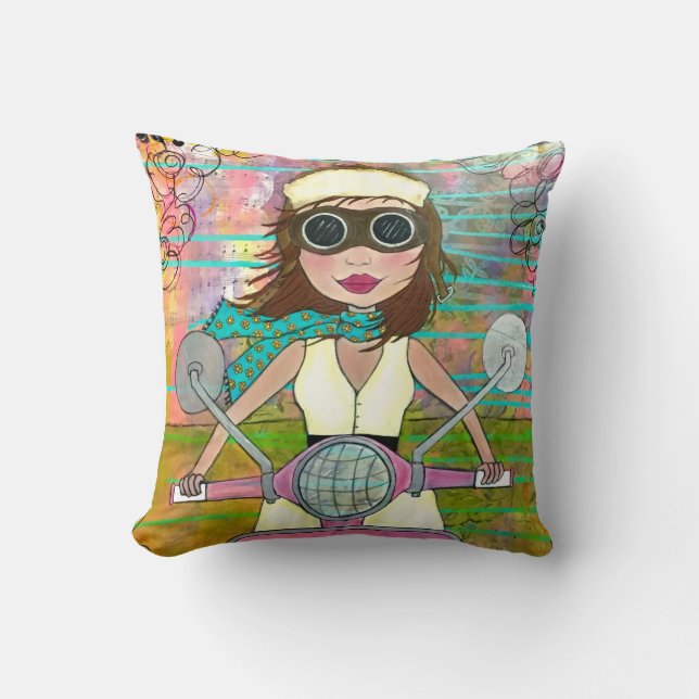 Den rosa sparkcykeln kudder kudde (Framsida)