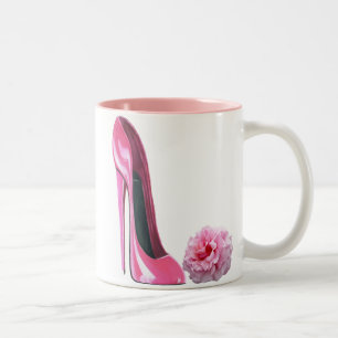 Den rosa stiletten skor konst, och härligt steg Två-Tonad mugg