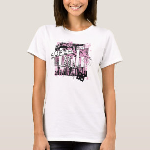 Den rosa toppen guppar spagetti fäster t-shirt