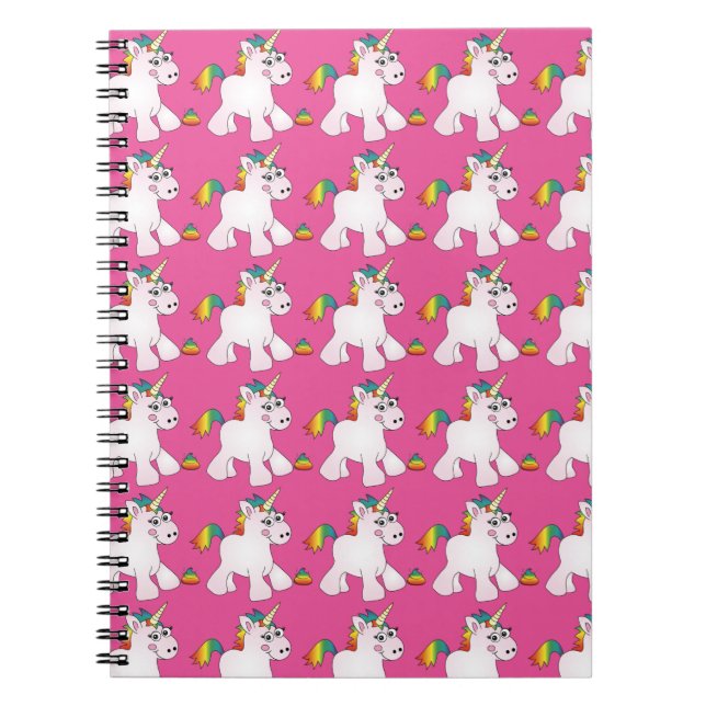 Den rosa Unicornregnbågepoopen noterar boken Anteckningsbok Med Spiral (Framsidan)