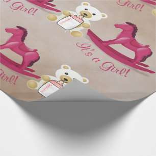 Den rosa vagga hästen är DET EN FLICKA! Presentpapper