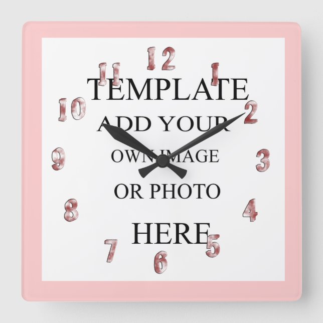 Den rosa väggen för flickafotodekoren tar tid på fyrkantig klocka (Framsida)