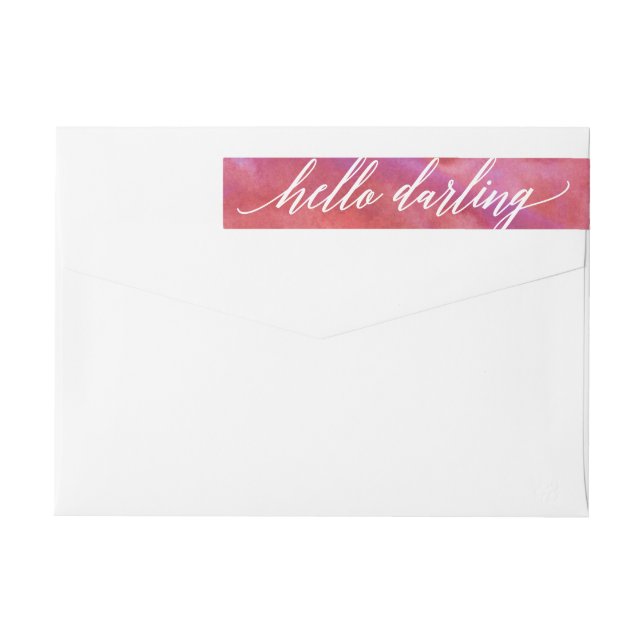 Den rosa vattenfärgcalligraphyen skrivar etikettband (Baksidan)