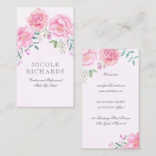 Den rosa vattenfärgen blommar bukettelegantskönhet visitkort