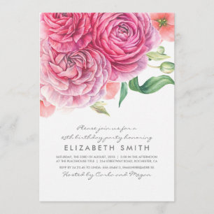 Den rosa vattenfärgen blommar elegant inbjudningar