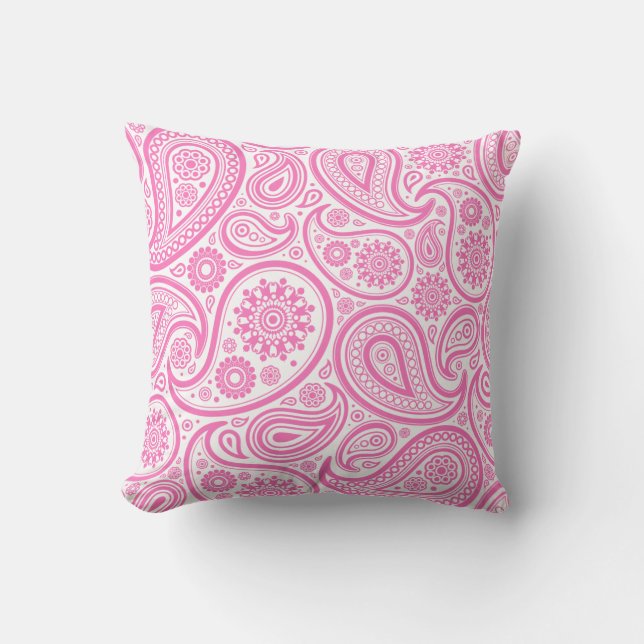 Den rosa vitPaisley blommigten kudder Kudde (Framsida)