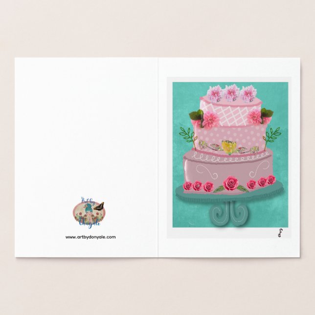 Den Rosafärgade Firandet Folierat Kort (Insida)