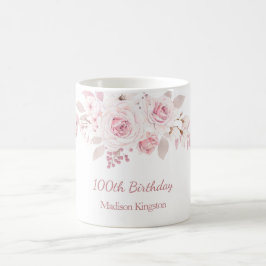 Den  Rosan Blommigt - 100:e Födelsedagsfestens gif Kaffemugg