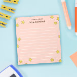 Den  Rosan för shingstar skickade ett meddelande f Anteckningsblock<br><div class="desc">rosa Ett meddelande från anteckningsblocket för skollärare med lärarens namn i brunt mot rosa och många blanka, runda stjärnor. Guld-stjärnan tog upp lärarens anteckningsblock för rosa med linjer och lärarens namn. Personligens läraranteckningsblock med stjärnor i gult mot en varm rosa bakgrund. Ge antecknar du studenter på den här tecknad-stjärnan i...</div>