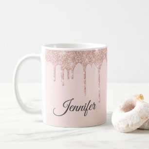 Den Rosan Glitter Monogrammed Kaffemugg
