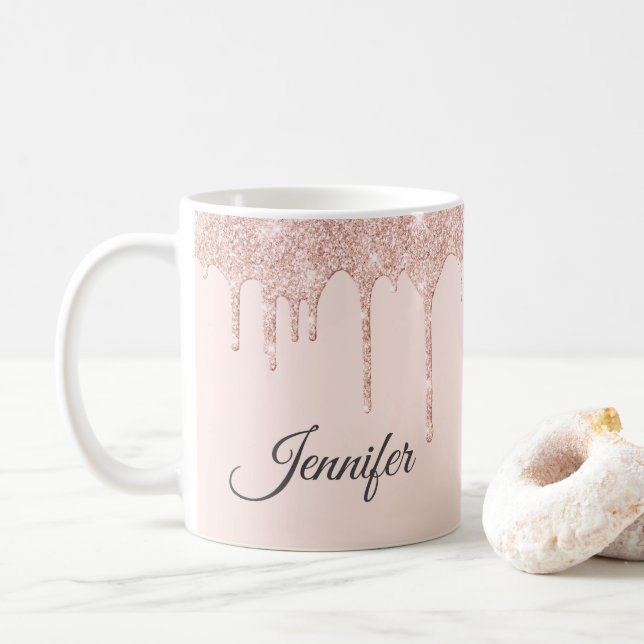 Den  Rosan Glitter Monogrammed Kaffemugg (Med munk)
