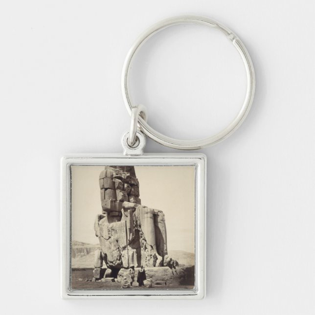 "Den röst- Memnonen", kolossal staty av Amenhotep Fyrkantig Silverfärgad Nyckelring (Framsidan)